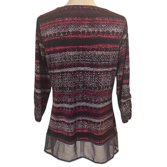 1 Piece, Medium Layered Look Top w/ 3/4 Sleeves, Scoop V Neck, New Directions - Picture 6 of 7